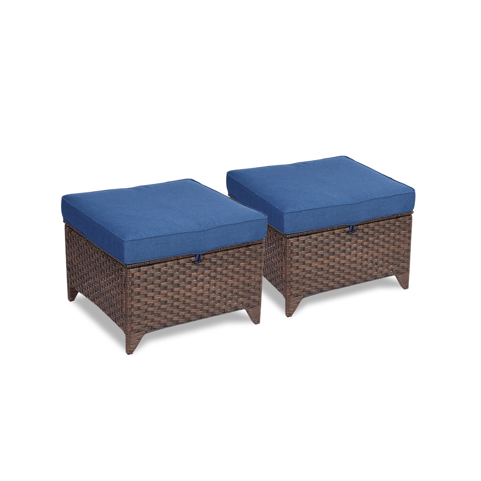 Hokku Designs Outdoor Ottomans With Cushions (Set Of 2) | Wayfair